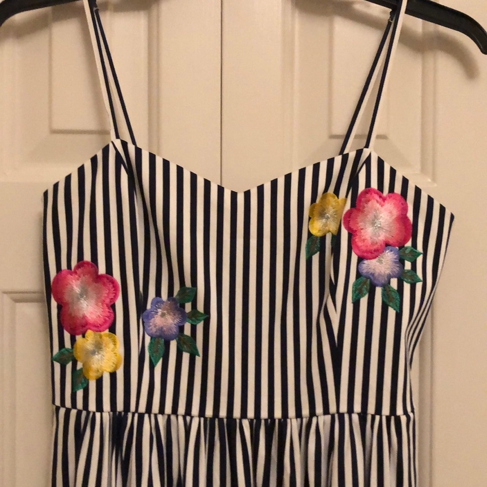 Long Badgley Mischka spaghetti strap formal dress